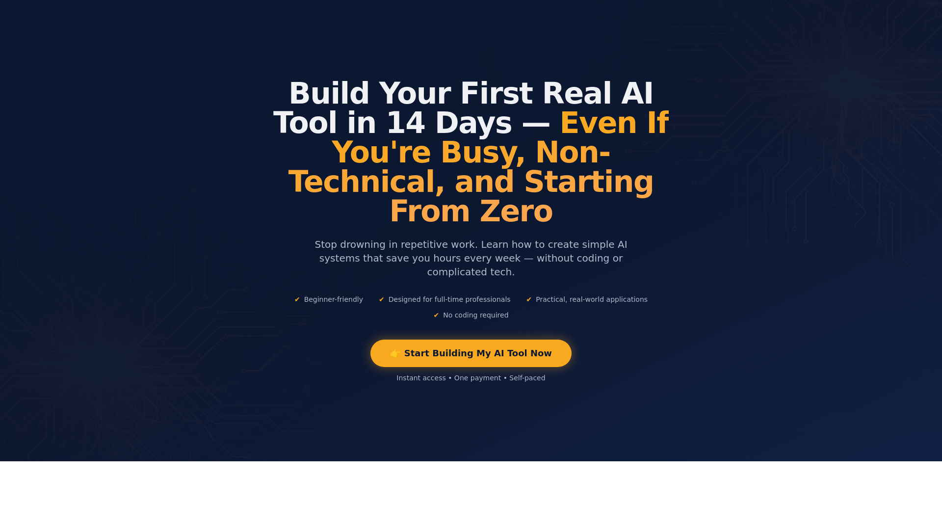 website screenshot of https://the14dayaibuilder.com/