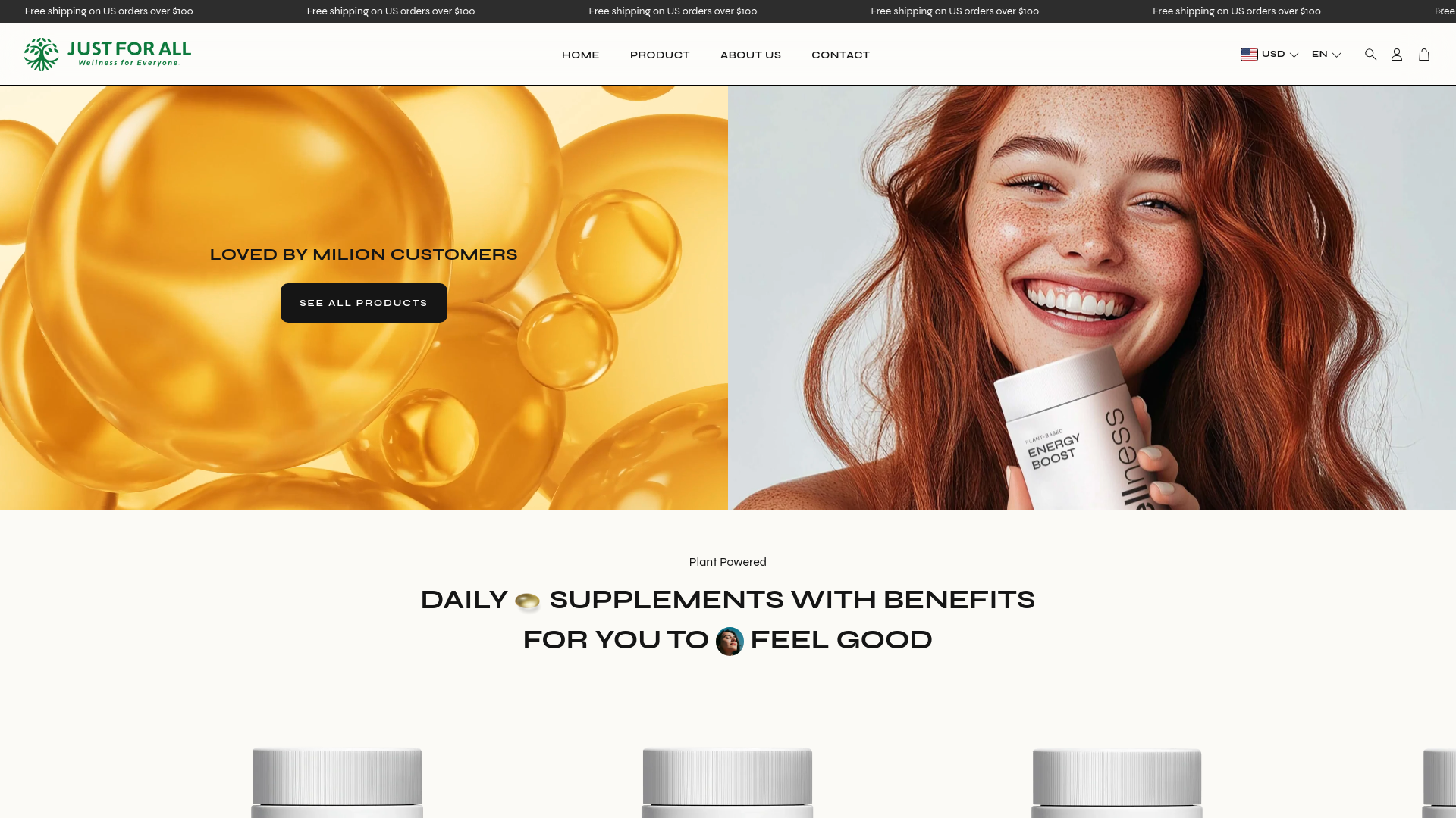 website screenshot of https://justforallglobal.com/