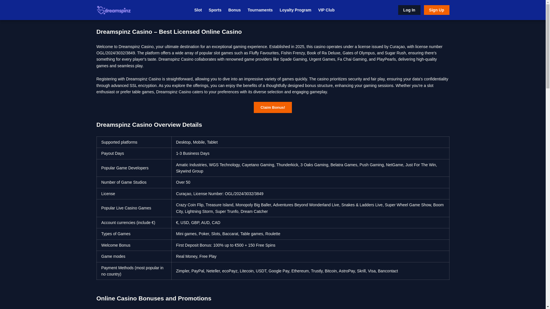website screenshot of https://dreamspinz-org.pages.dev/