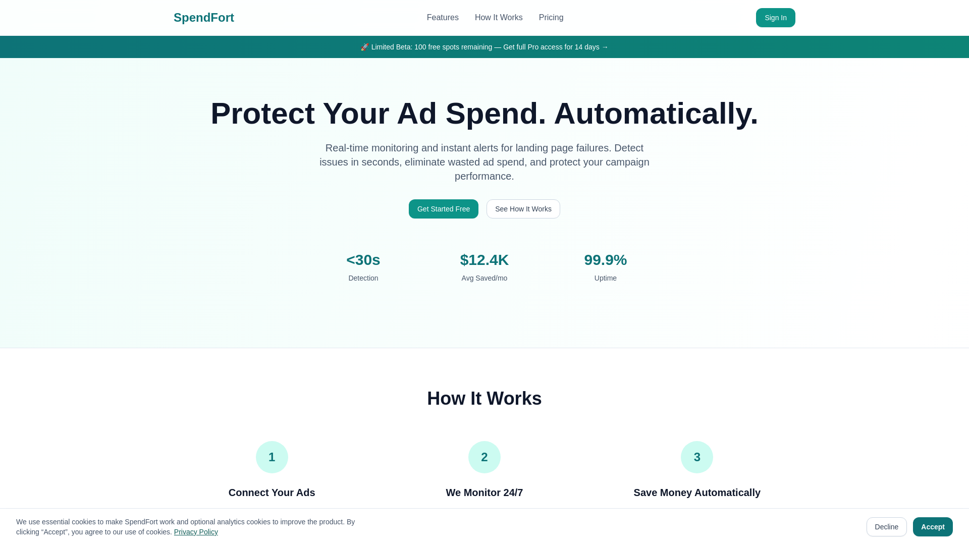 website screenshot of https://spendfort.com/