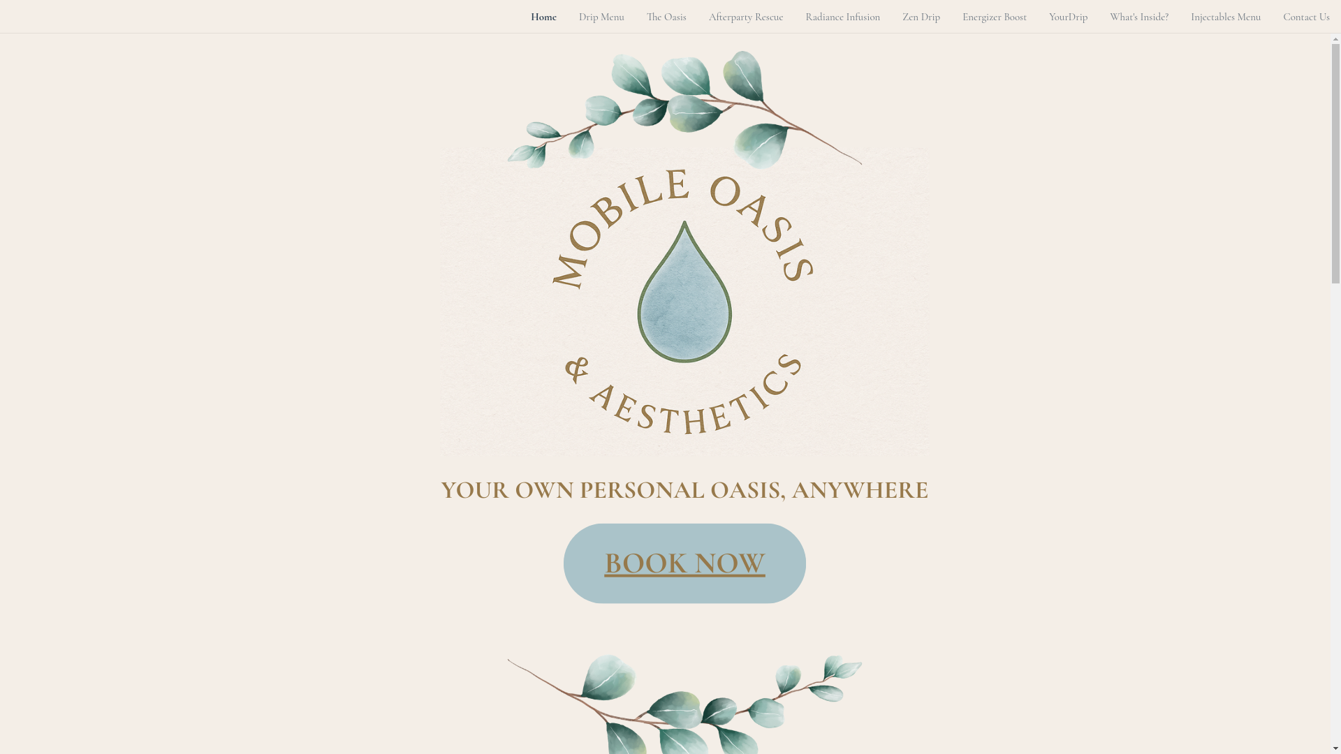 website screenshot of https://mobileoasisandaesthetics.com/