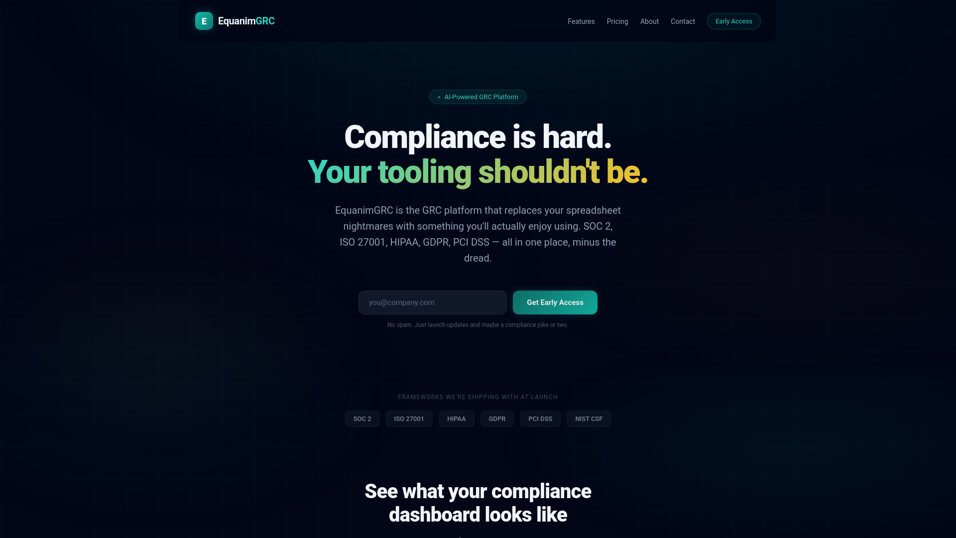 website screenshot of https://equanimgrc-landing.pages.dev/