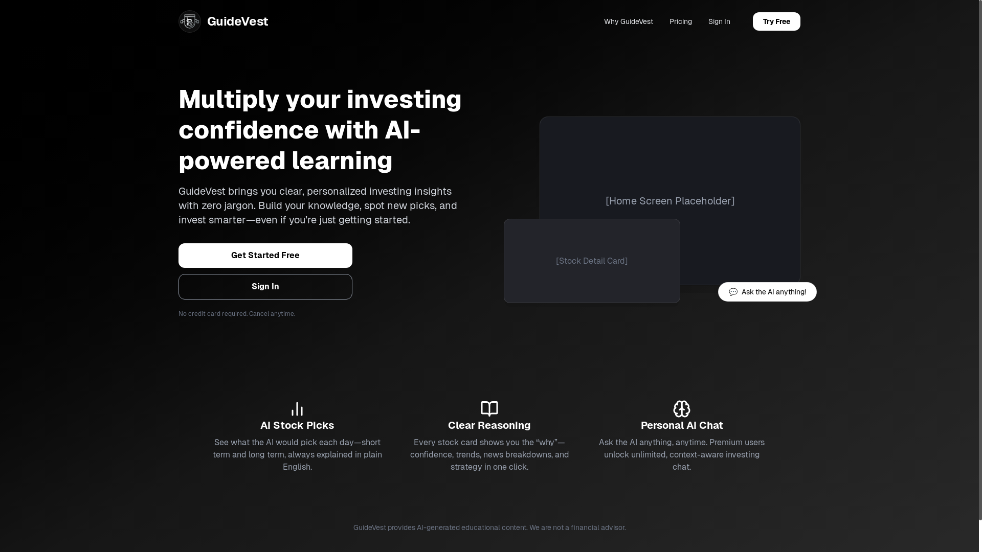website screenshot of https://guidevest.net/