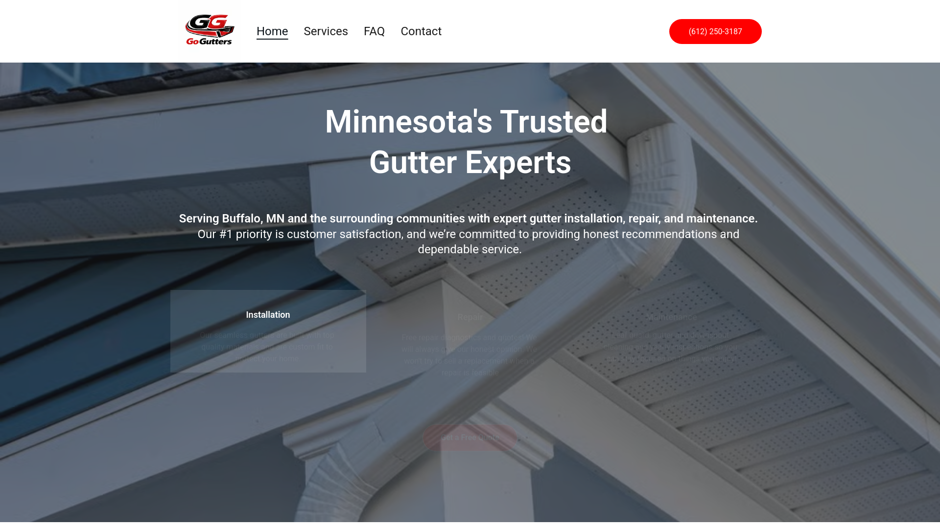 website screenshot of https://letsgetgutters.com/