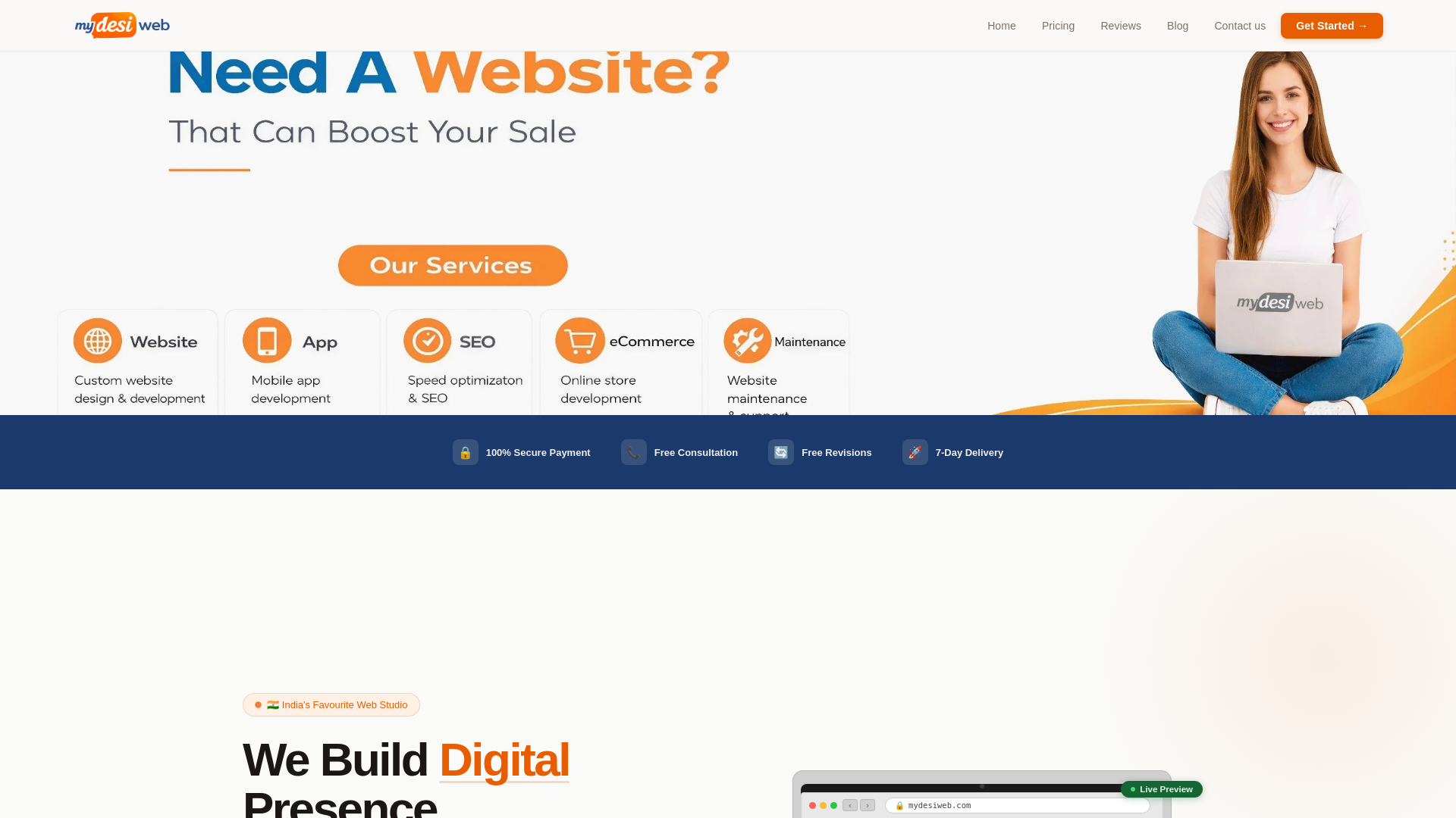 website screenshot of https://mydesiweb.com