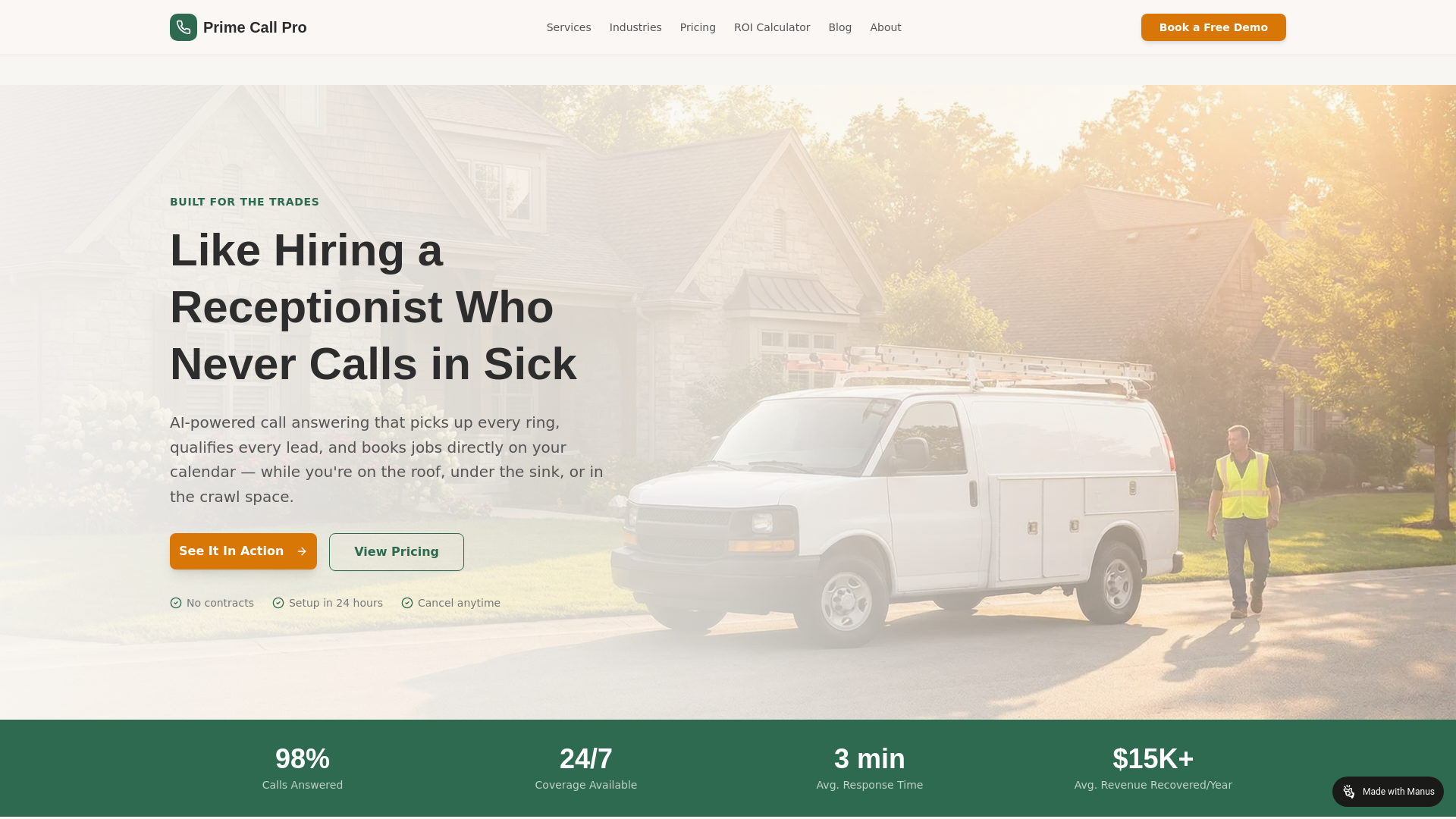 website screenshot of https://primecallpro.com/