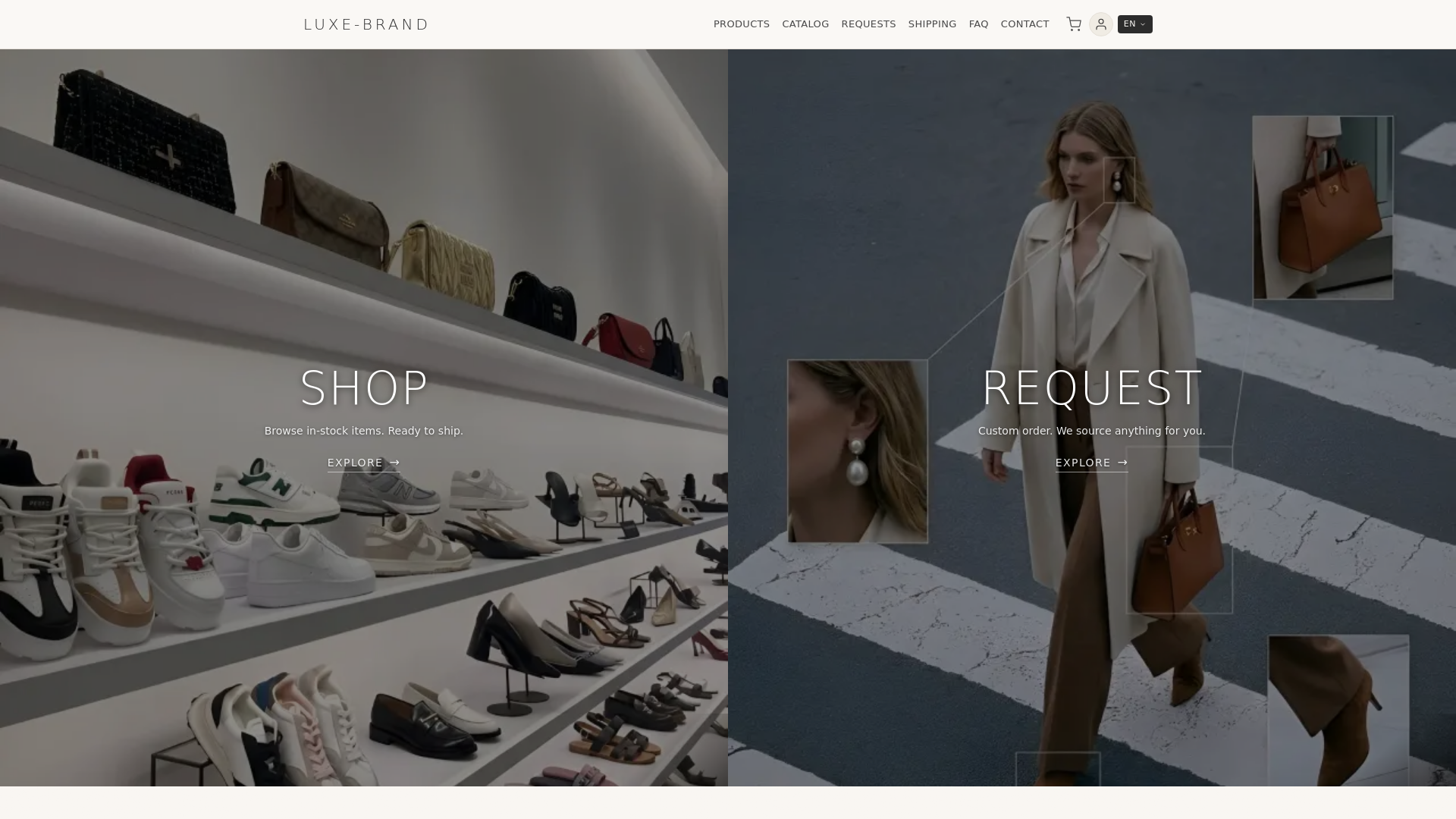 website screenshot of https://luxe-brand.co/