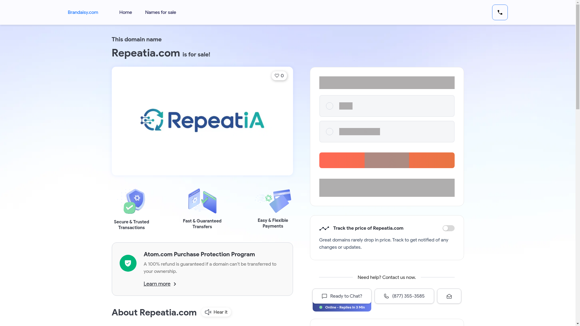 website screenshot of https://repeatia.com/