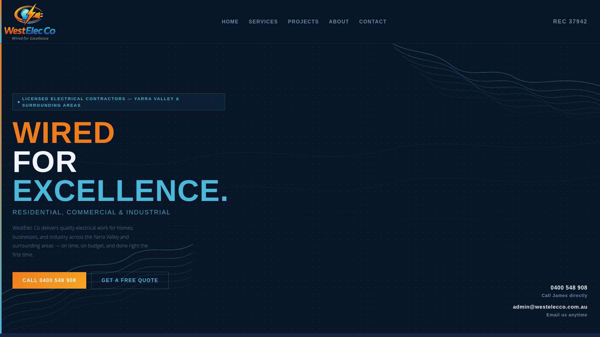 website screenshot of https://westelecco.com.au