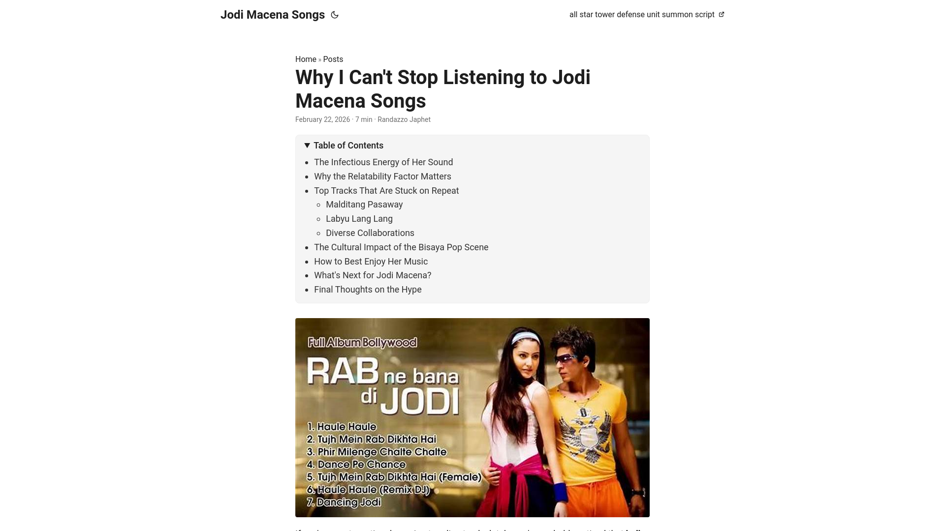 website screenshot of https://jodi-macena-songs.pages.dev/