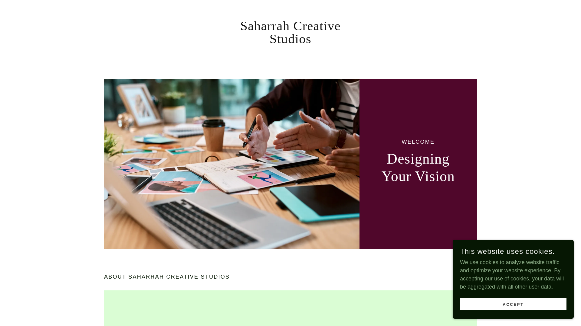 website screenshot of https://saharrahcreativestudios.ca