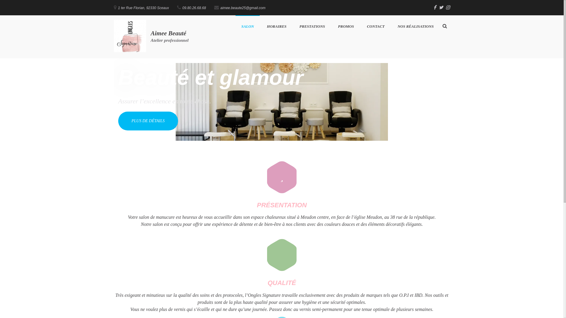 website screenshot of https://aimee-beaute.fr/