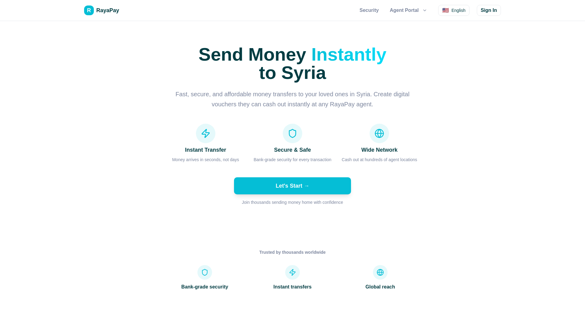 website screenshot of https://rayapay.app/
