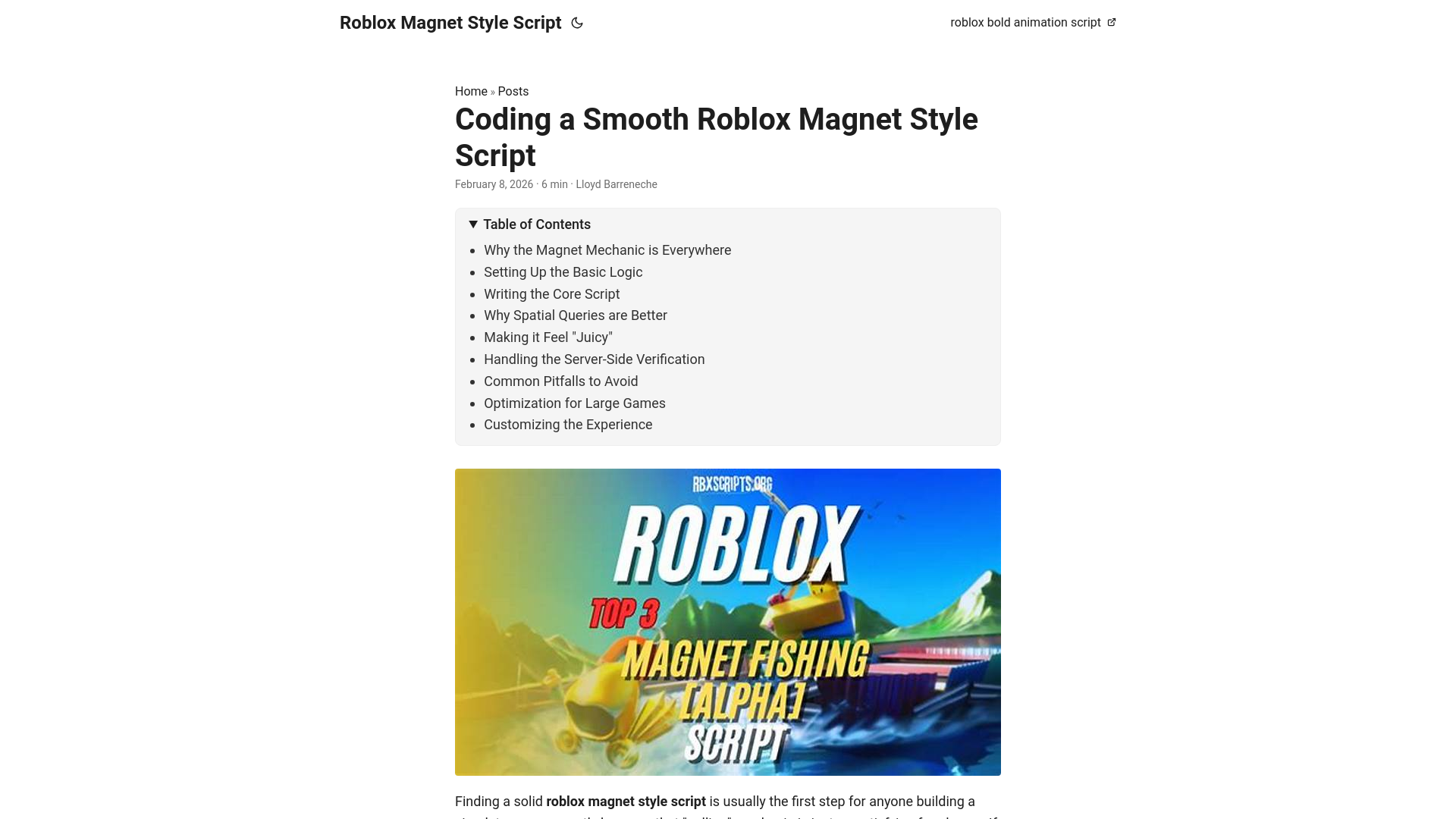 website screenshot of https://roblox-magnet-style-script.pages.dev/
