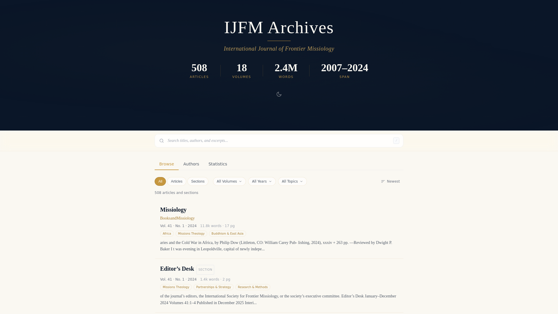 website screenshot of https://ijfm-archives.pages.dev/
