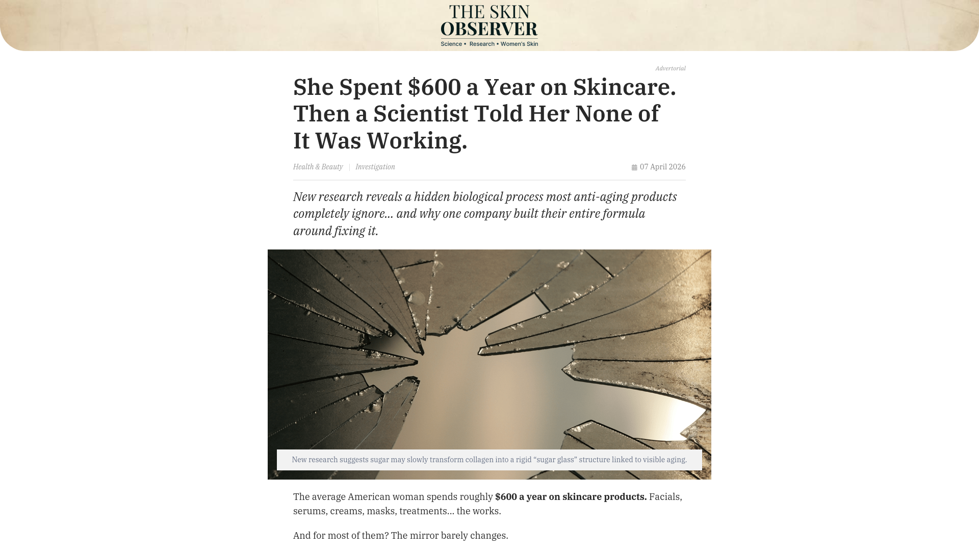 website screenshot of https://theskinobserver.com