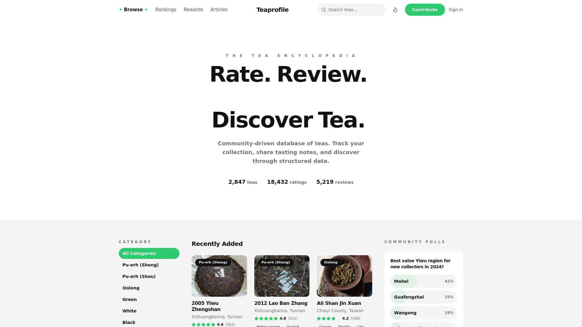 website screenshot of https://teaprofile.com/