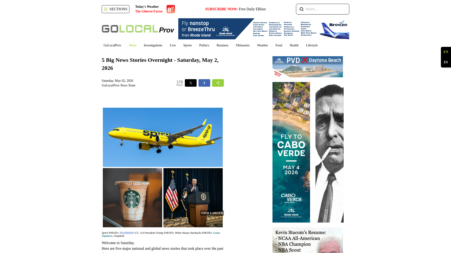 website screenshot of https://www.golocalprov.com/news/5-big-news-stories-overnight-saturday-may-2-2026