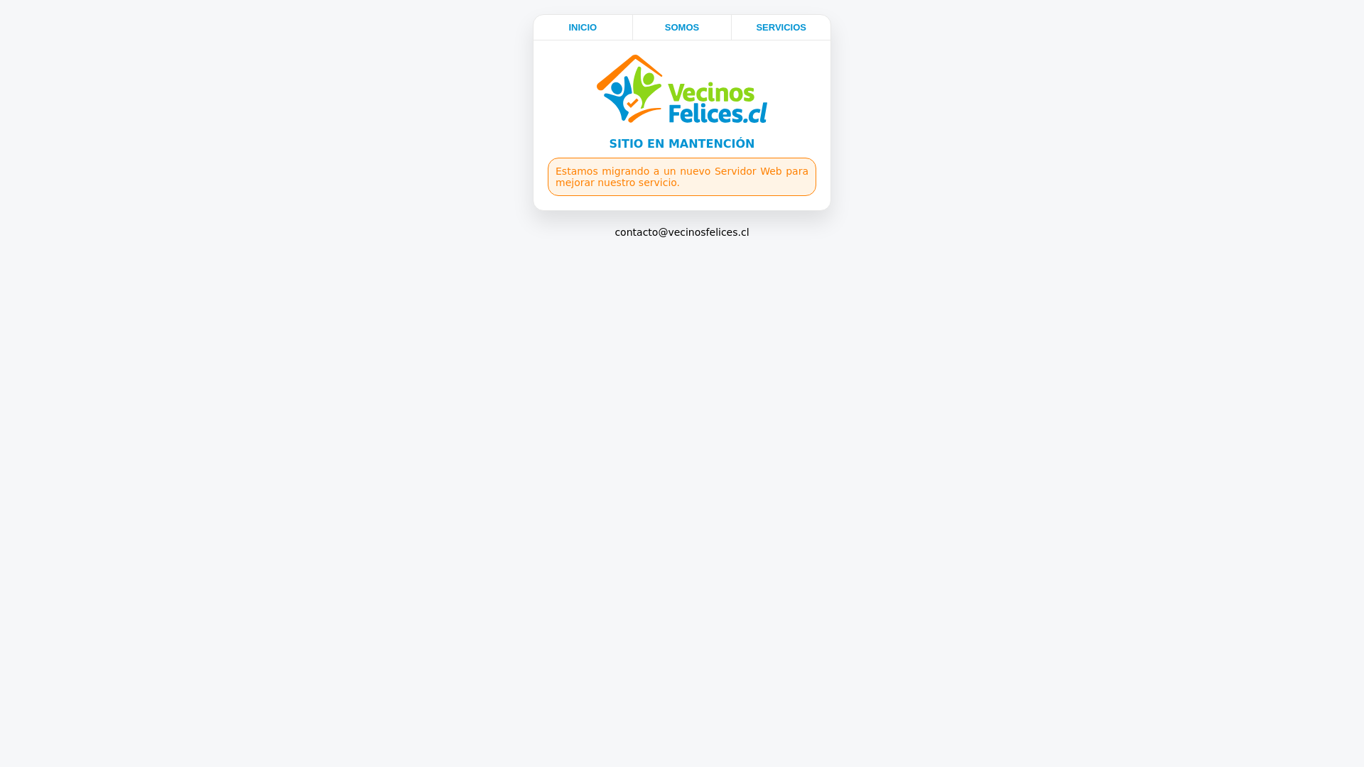website screenshot of https://vecinosfelices.cl