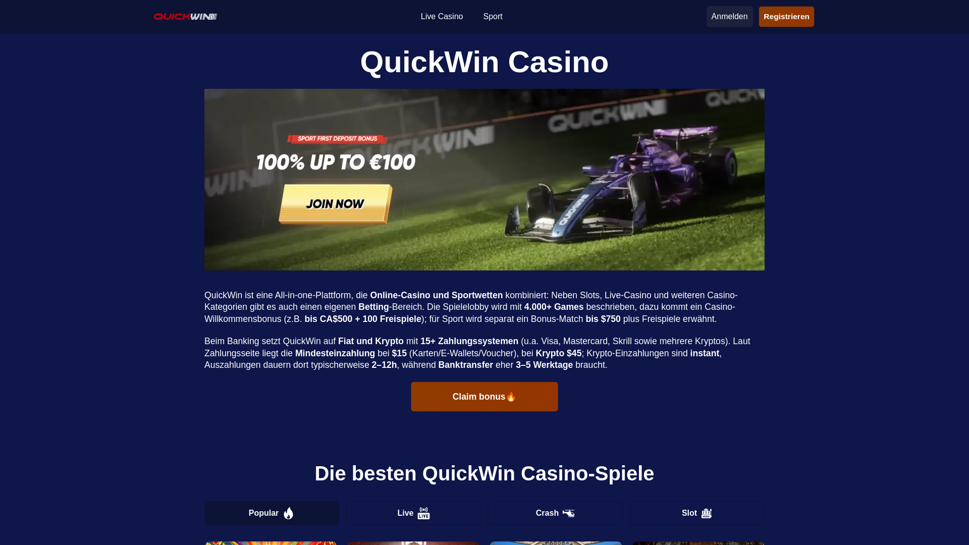 website screenshot of https://quickwincasinoonline-de-40895.pages.dev/