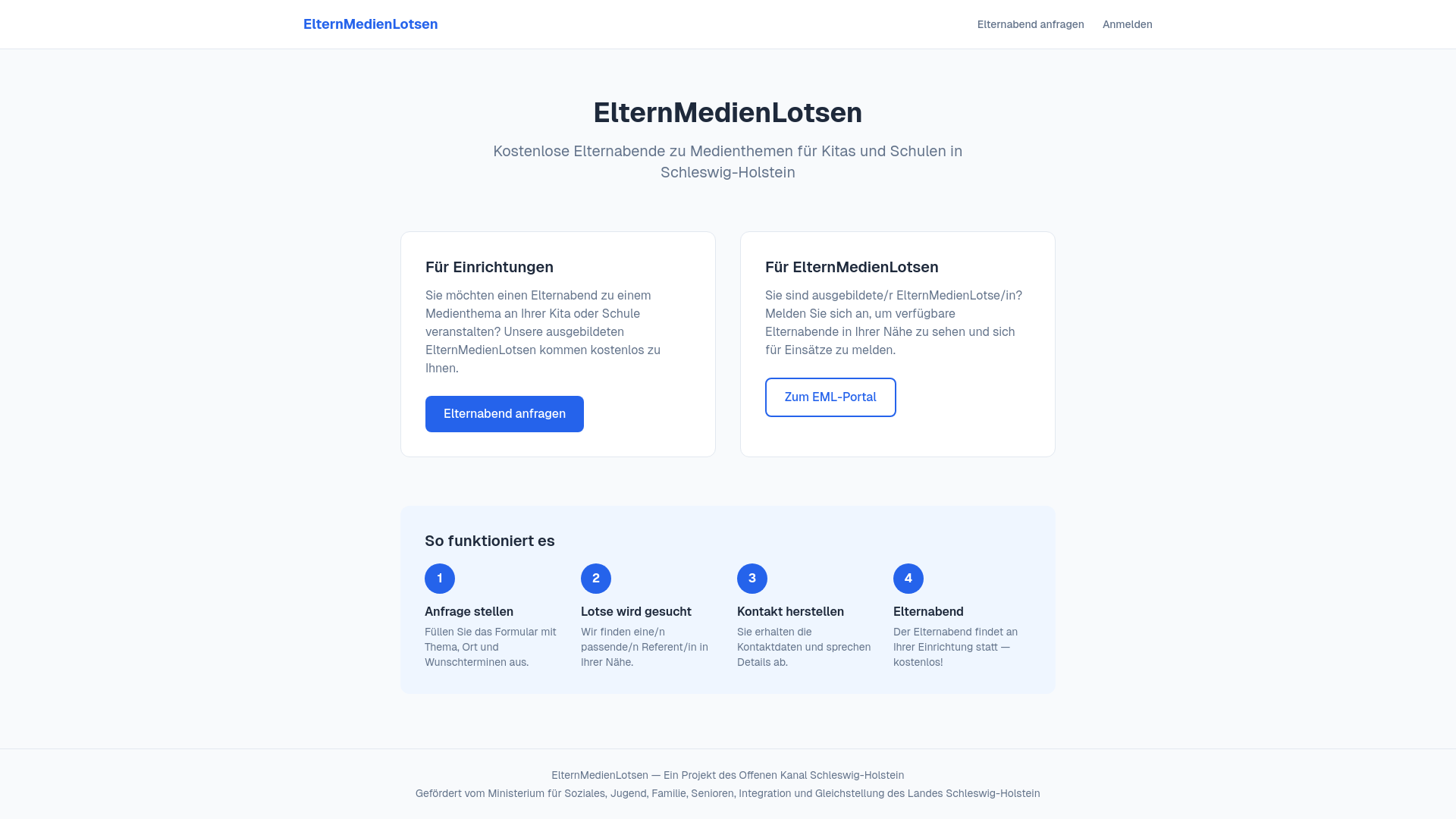 website screenshot of https://elternmedienlotsen.de/