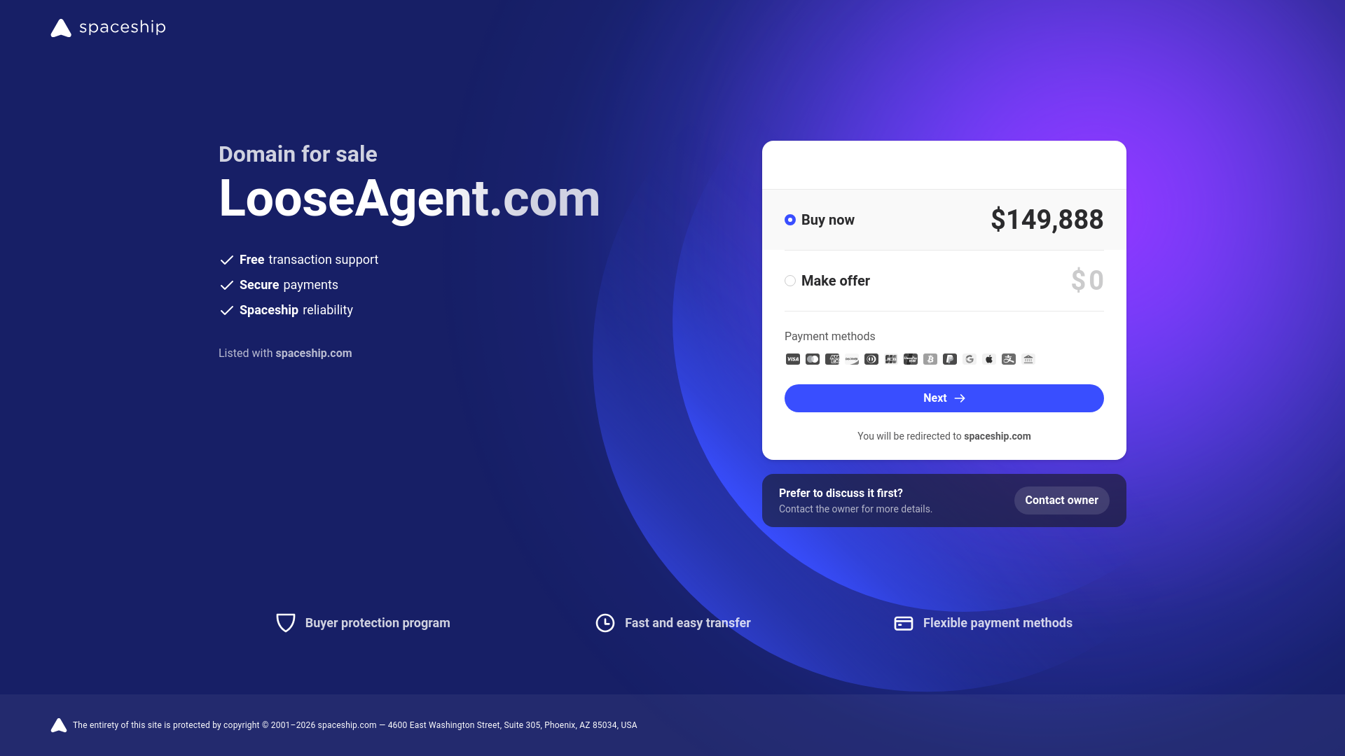 website screenshot of https://looseagent.com
