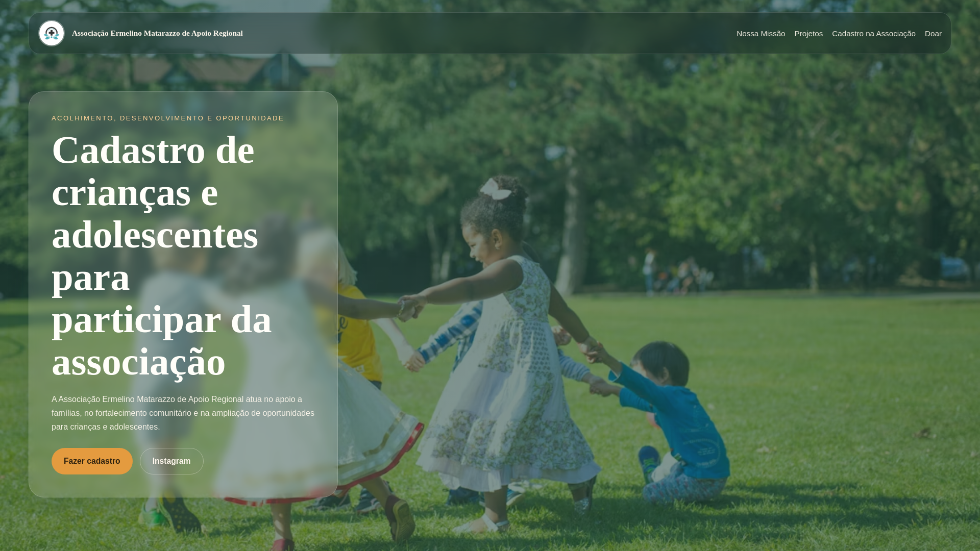 website screenshot of https://associacaoamarermelino.com.br/
