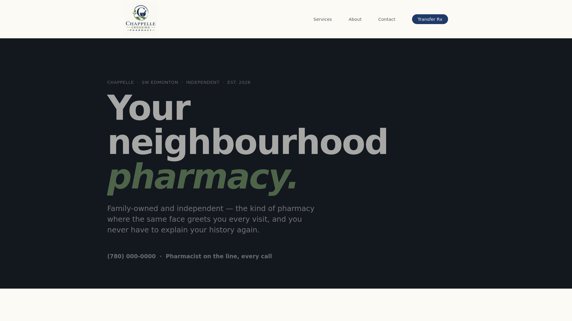 website screenshot of https://chappellecrossingpharmacy.com/
