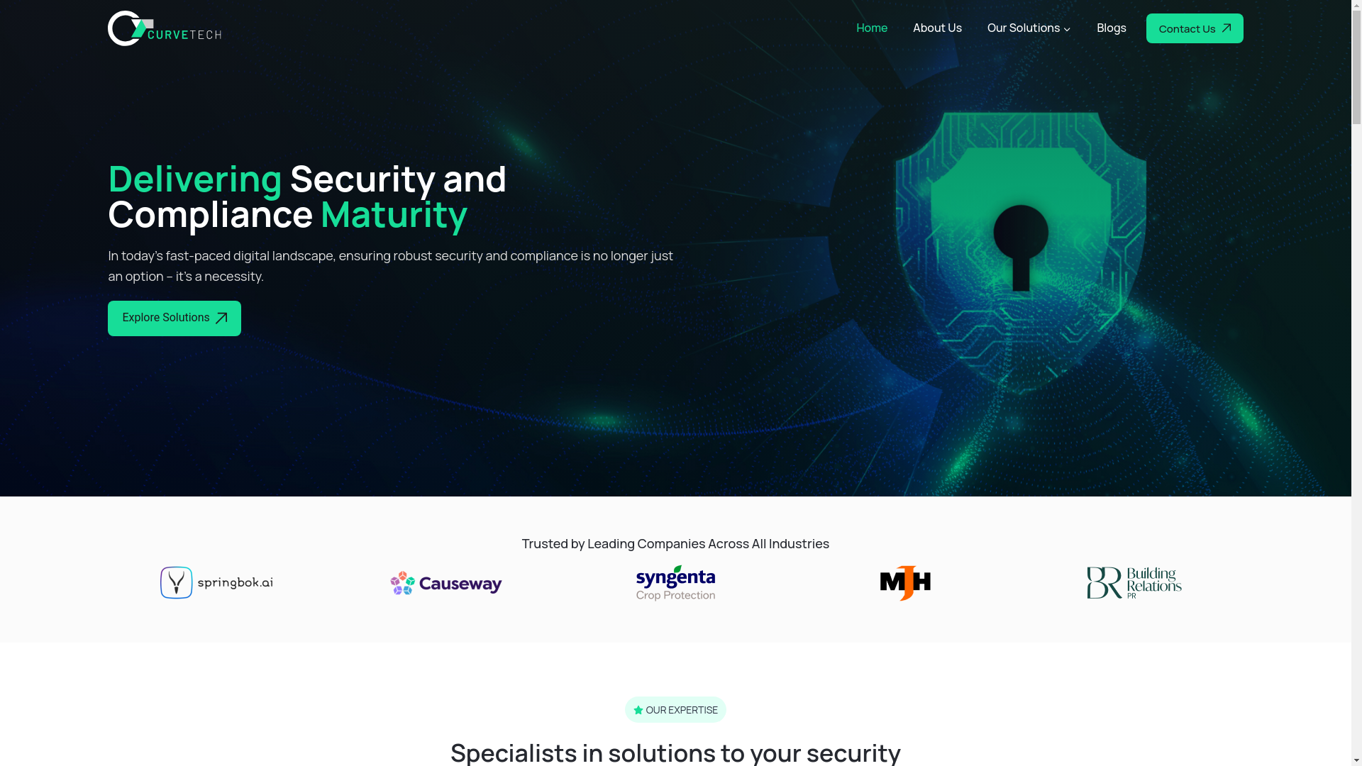 website screenshot of https://curvetech.io/