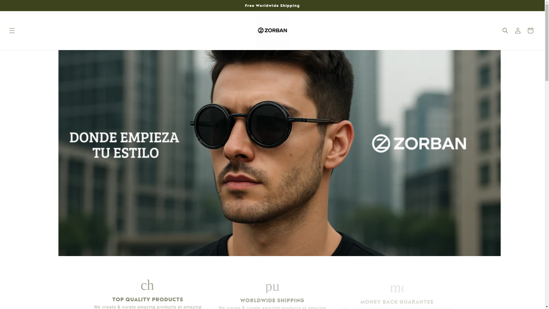website screenshot of https://zorban.store/