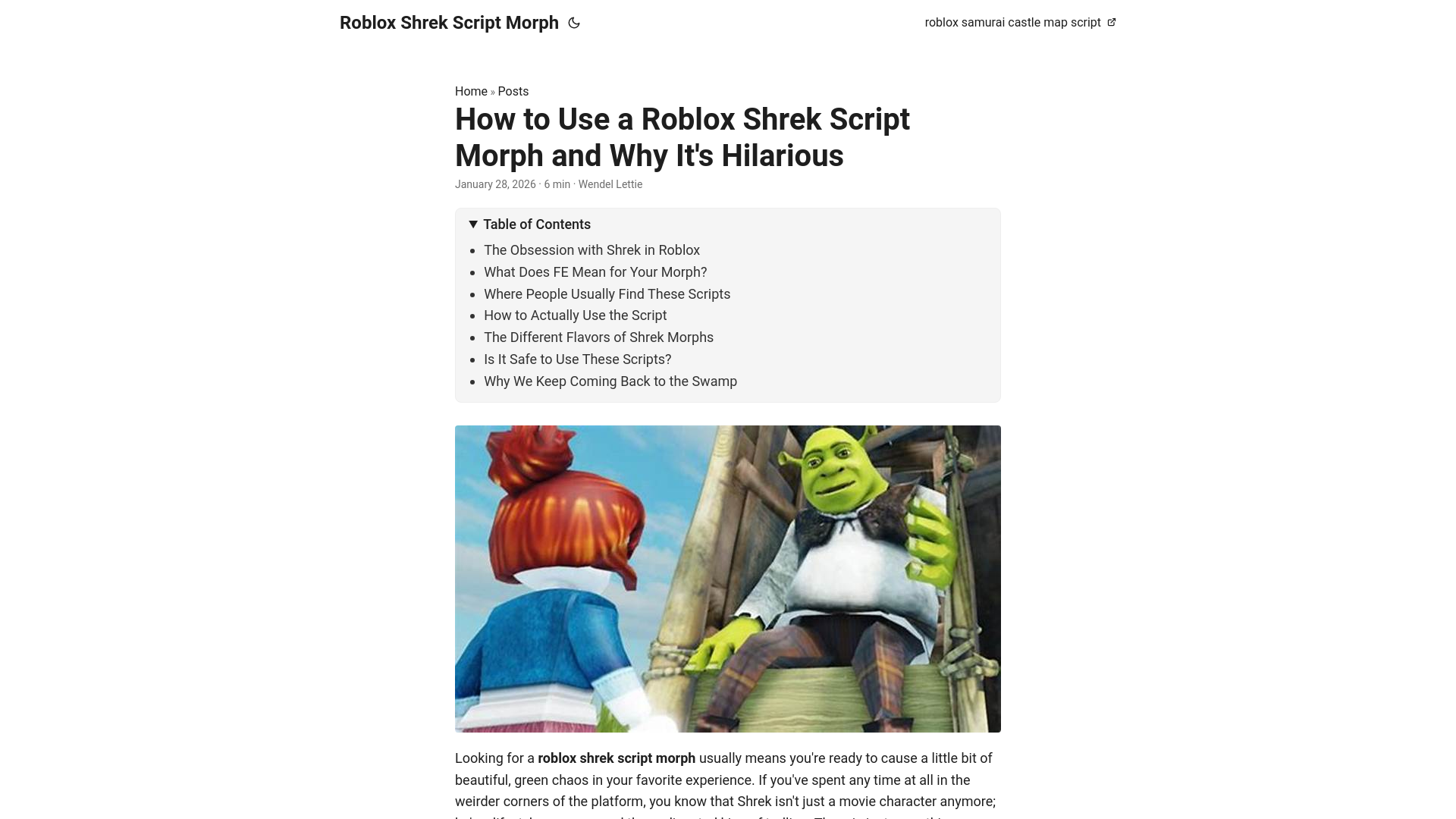 website screenshot of https://robloxshrekscriptmorph.pages.dev/