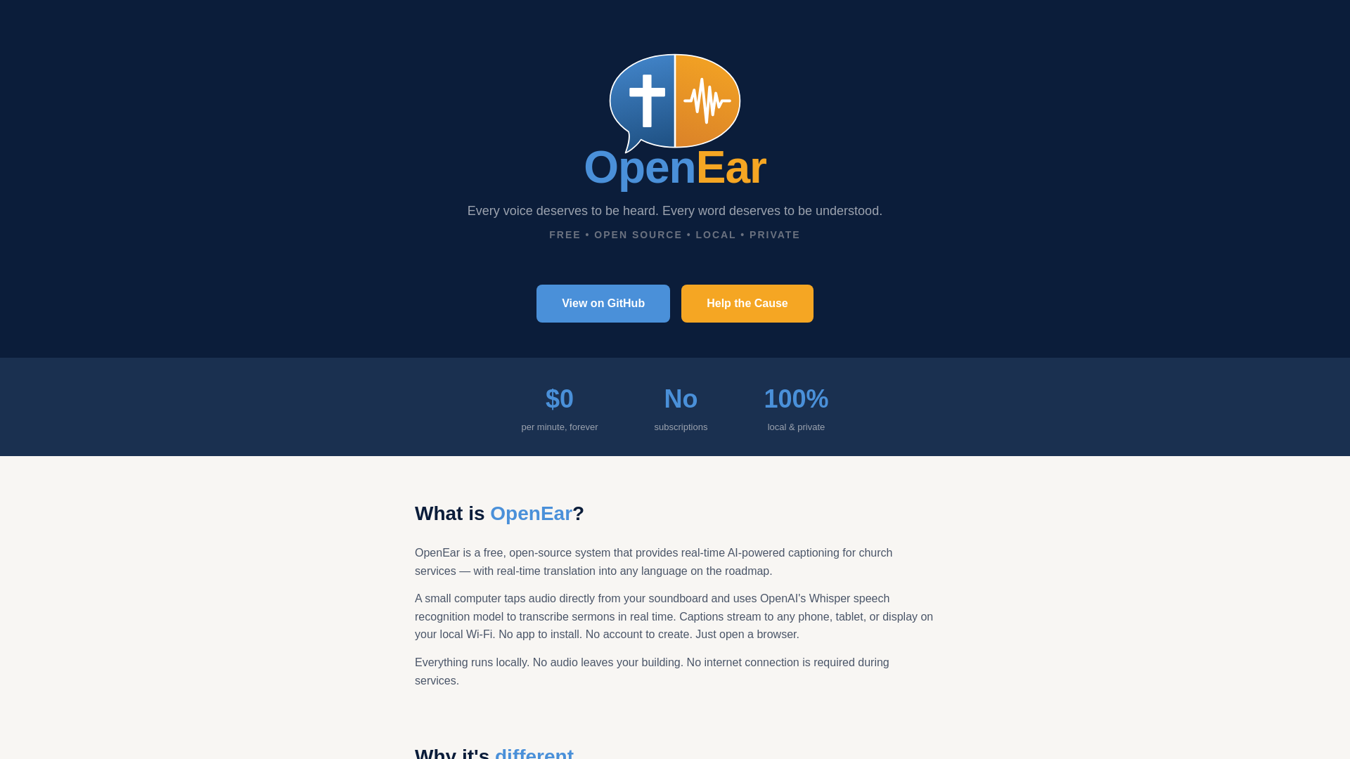 website screenshot of https://openearproject.org/