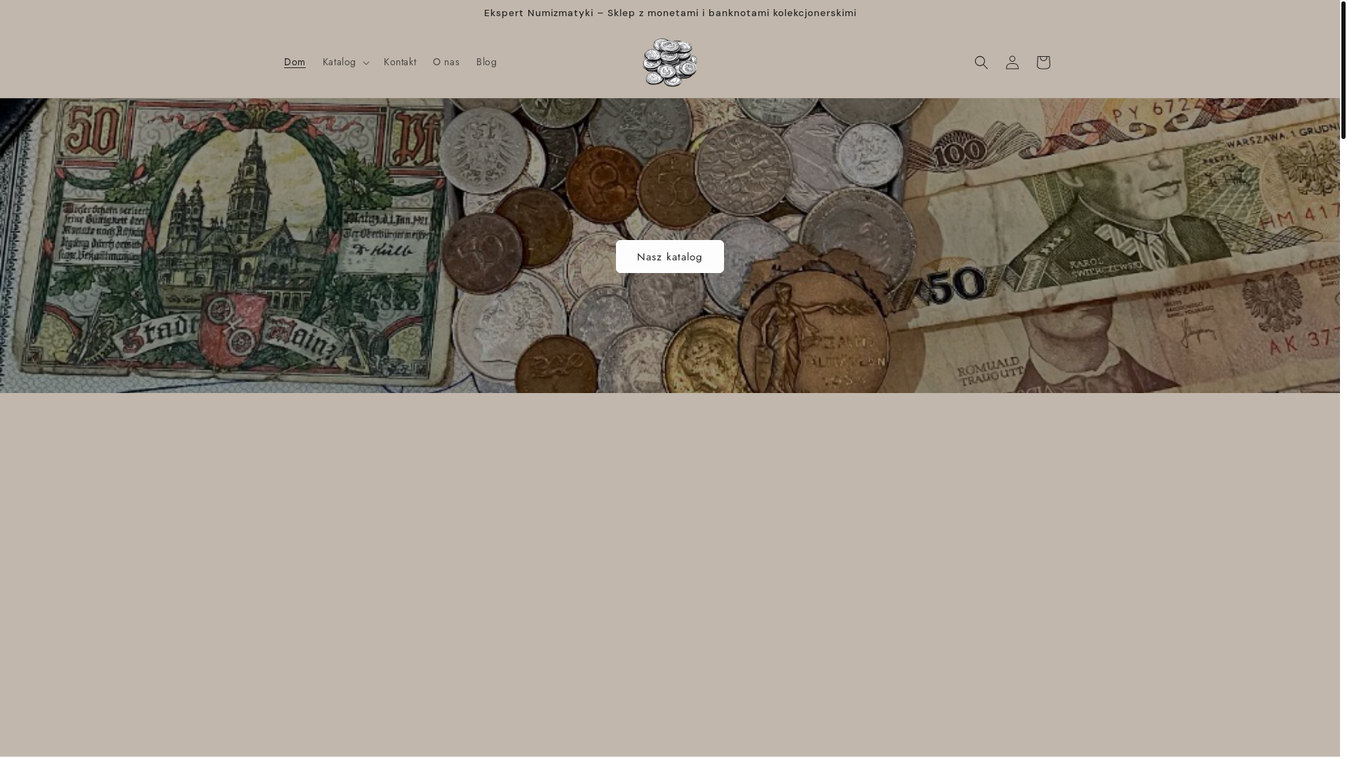 website screenshot of https://ekspertnumizmatyki.shop/