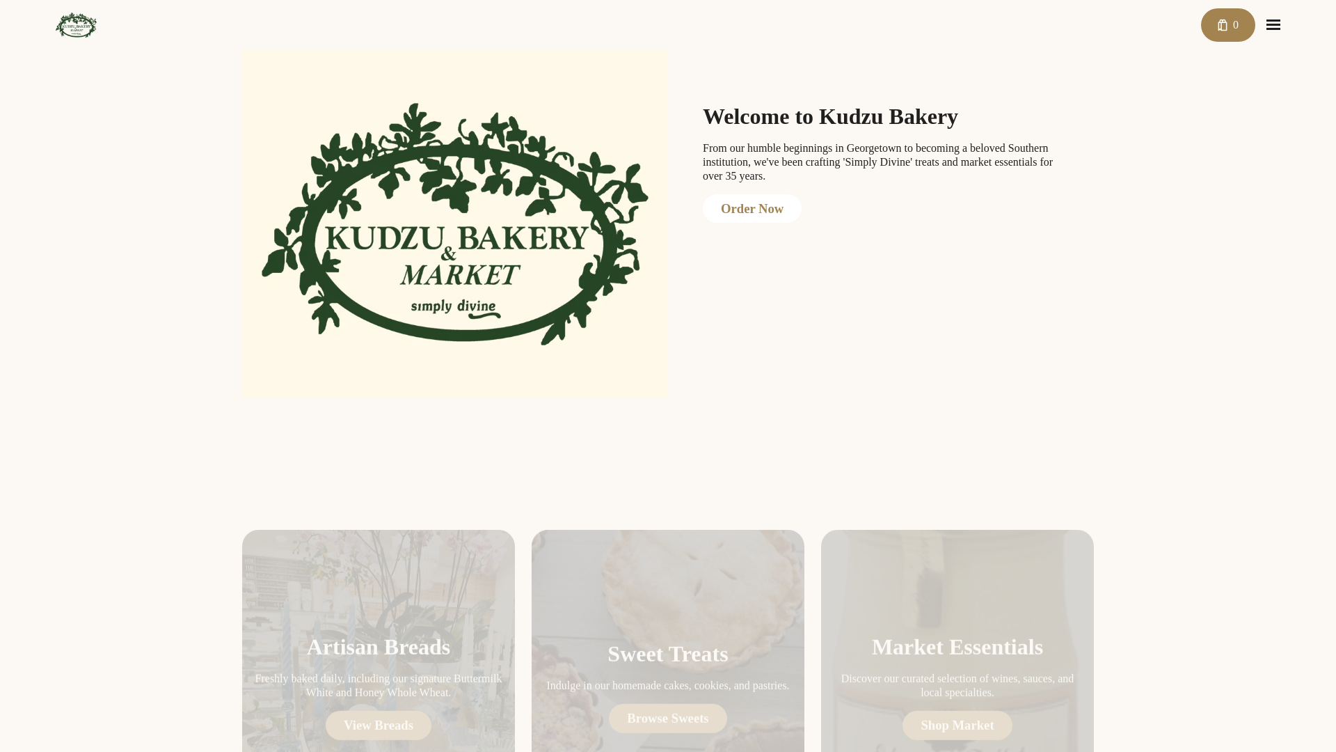 website screenshot of https://kudzucharlotte.com/