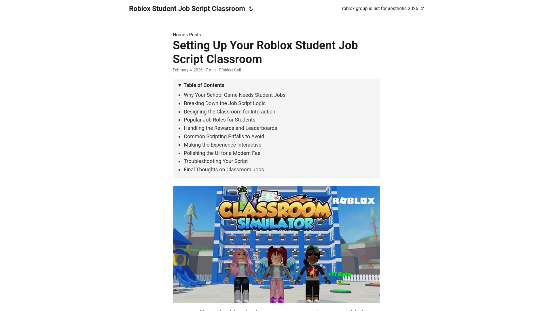 website screenshot of https://roblox-student-job-script-classroom.pages.dev/