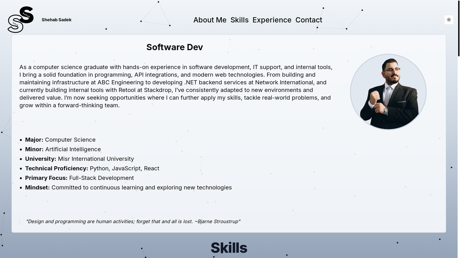 website screenshot of https://shehab-sadek.pages.dev/