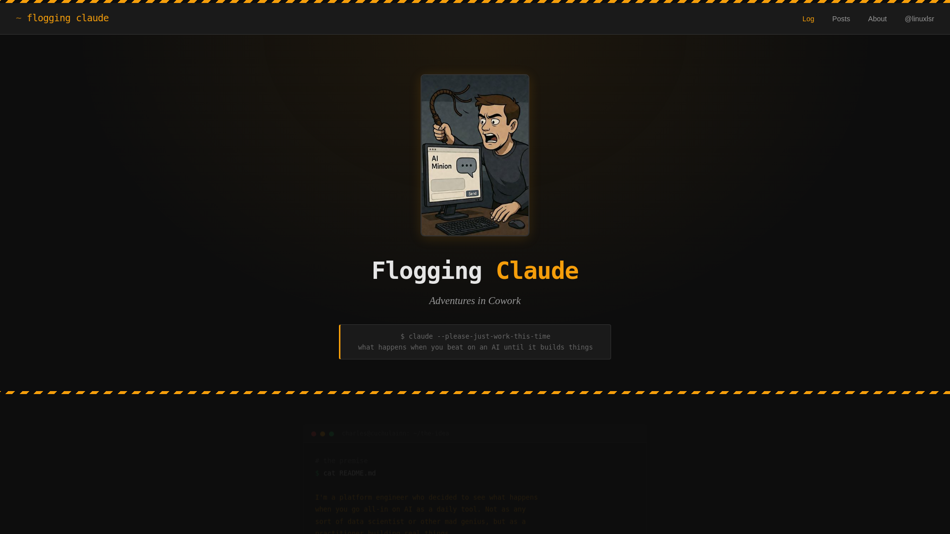 website screenshot of https://floggingclaude.com/