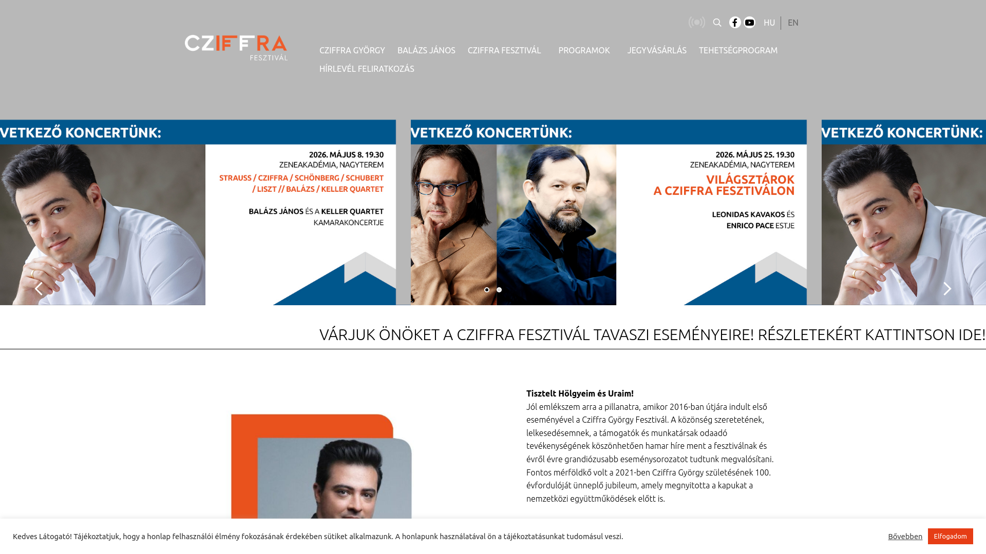 website screenshot of https://cziffrafestival.hu