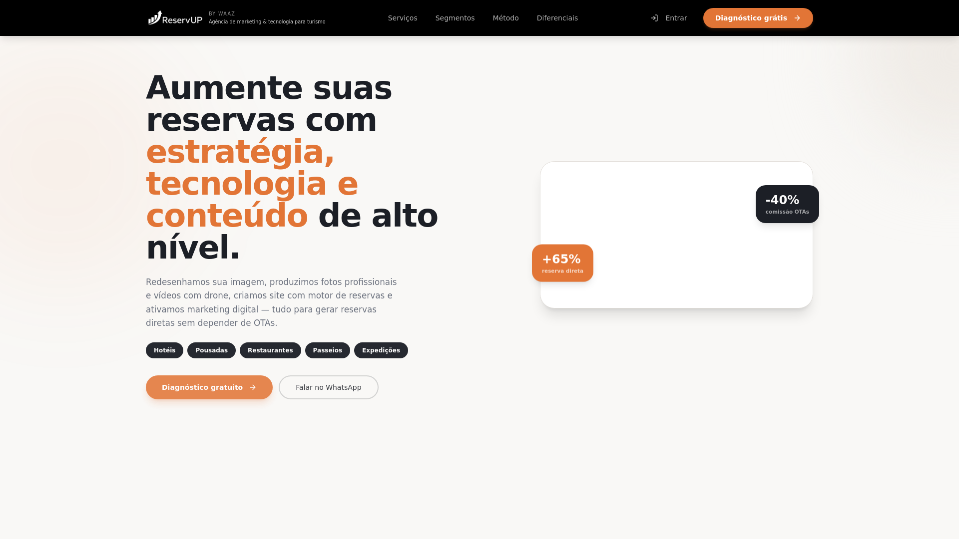 website screenshot of https://reservup.com.br