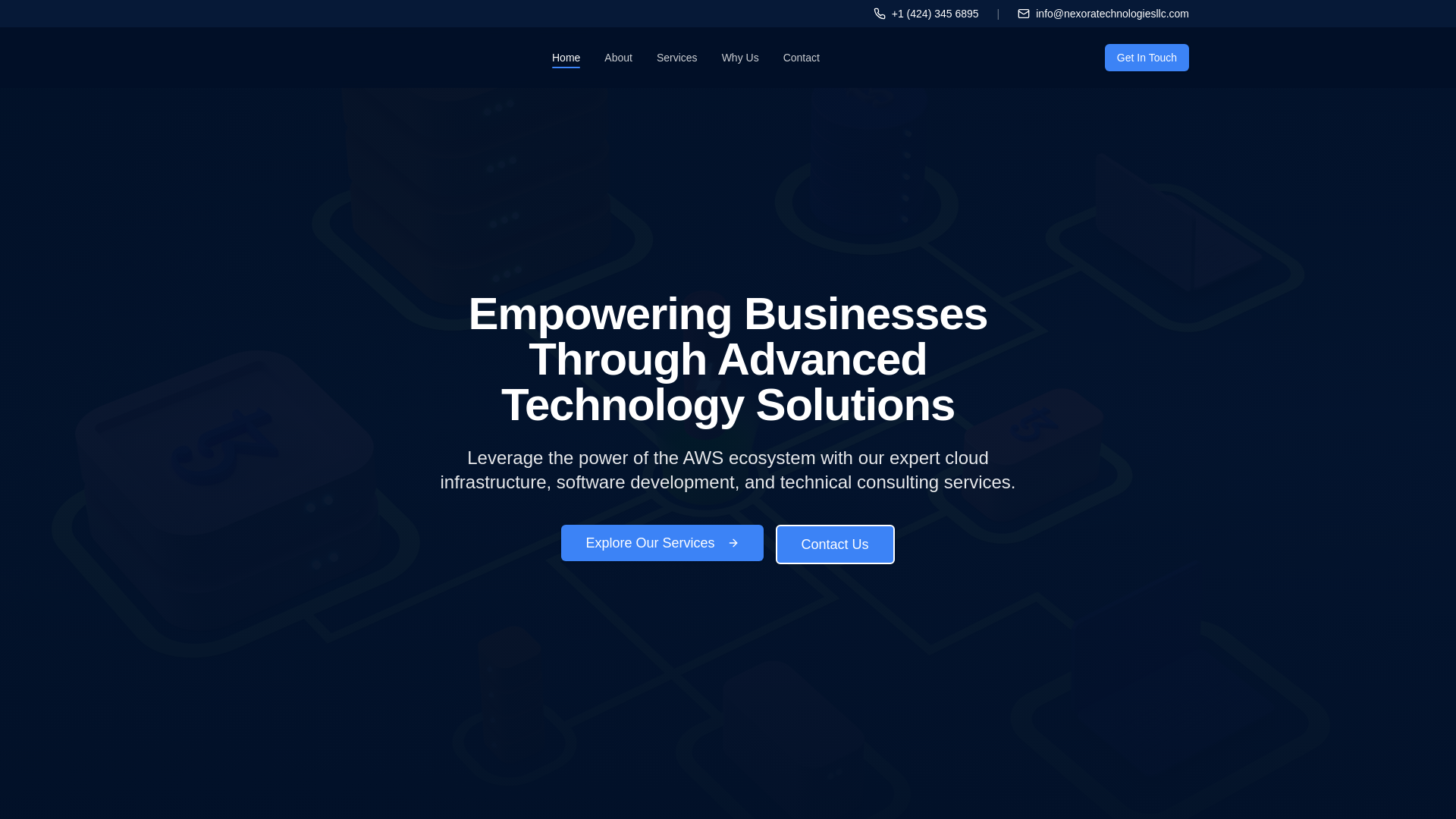website screenshot of https://nexoratechnologiesllc.com/
