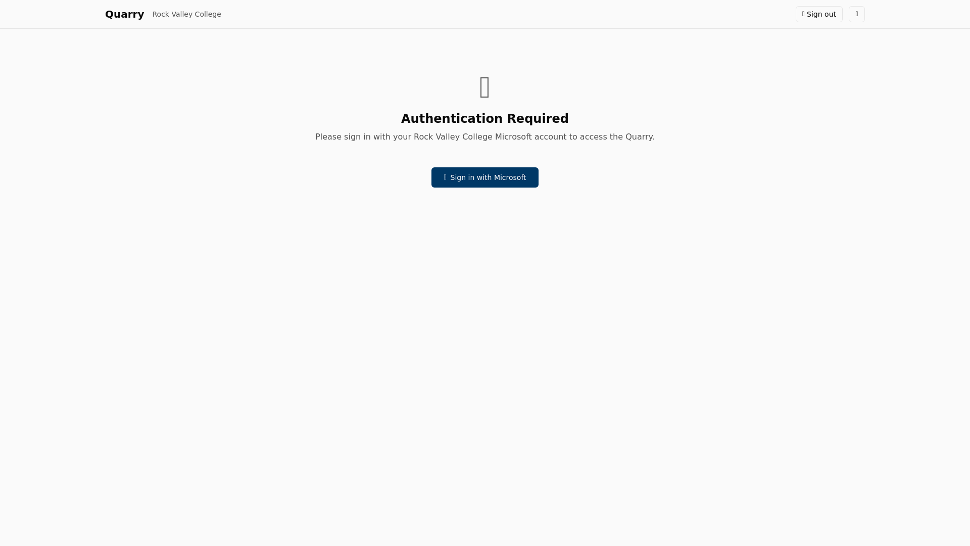 website screenshot of https://quarry.rockvalleycollege.cloud/