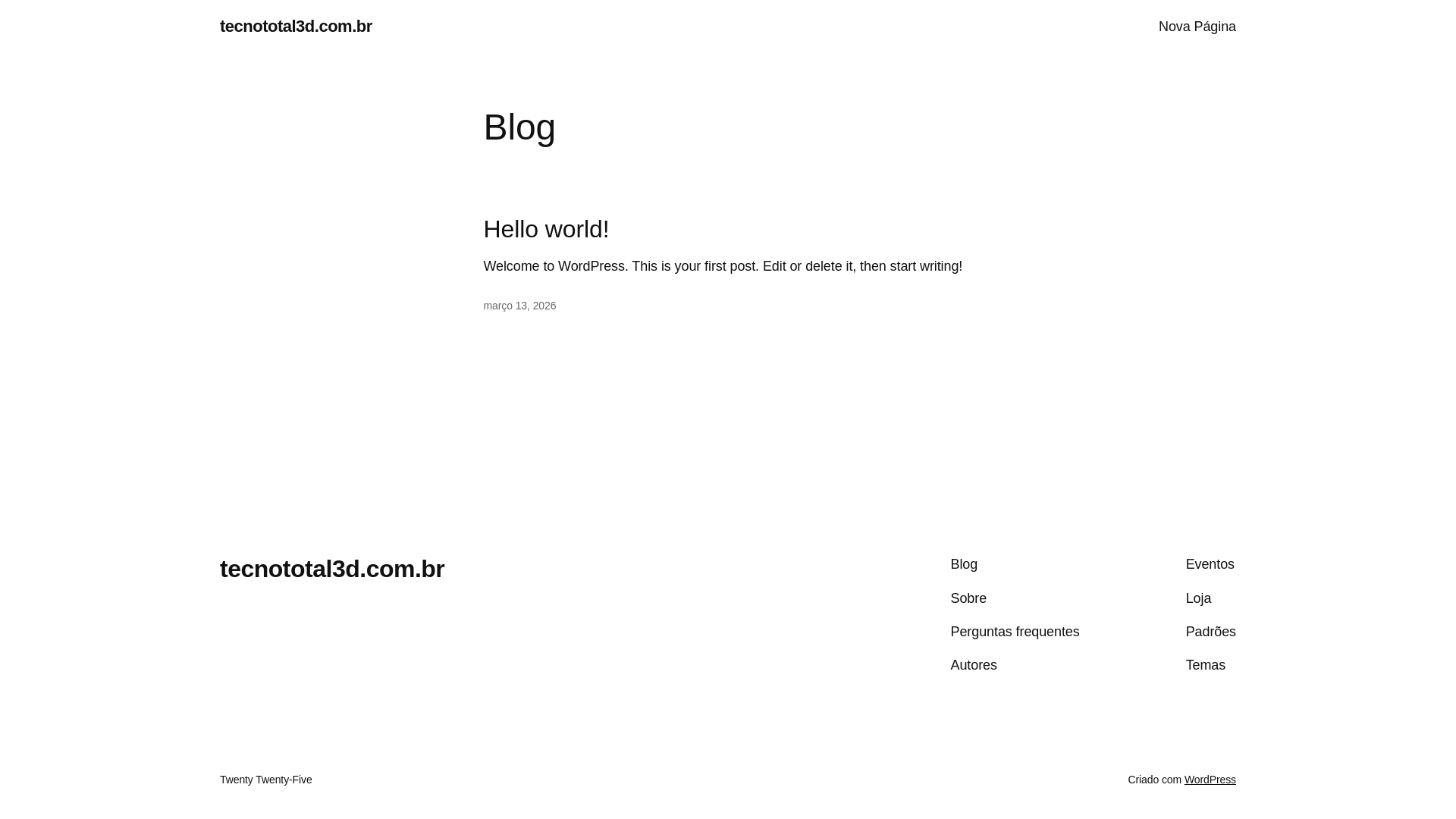 website screenshot of https://tecnototal3d.com.br/