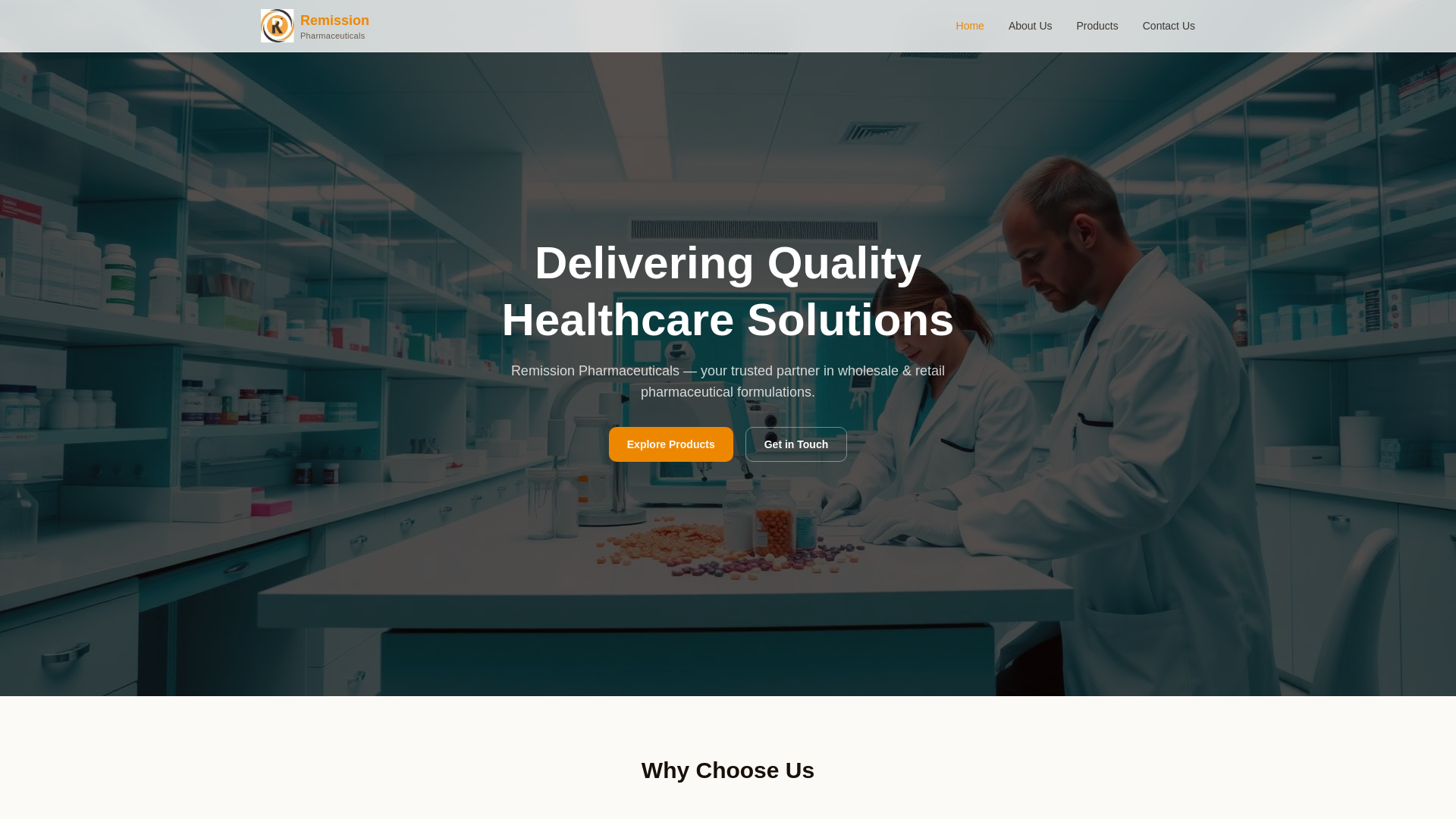 website screenshot of https://remissionpharmaceuticals.com/