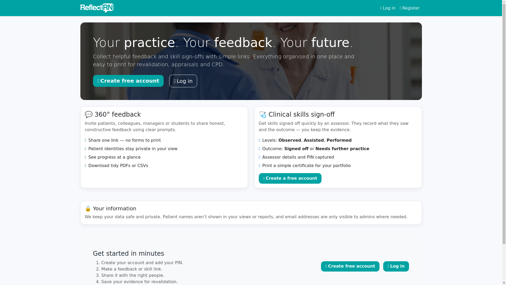 website screenshot of https://reflectrn.com/
