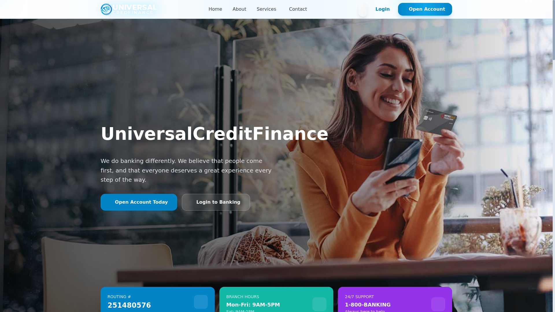 website screenshot of https://universalcredfinance.com/