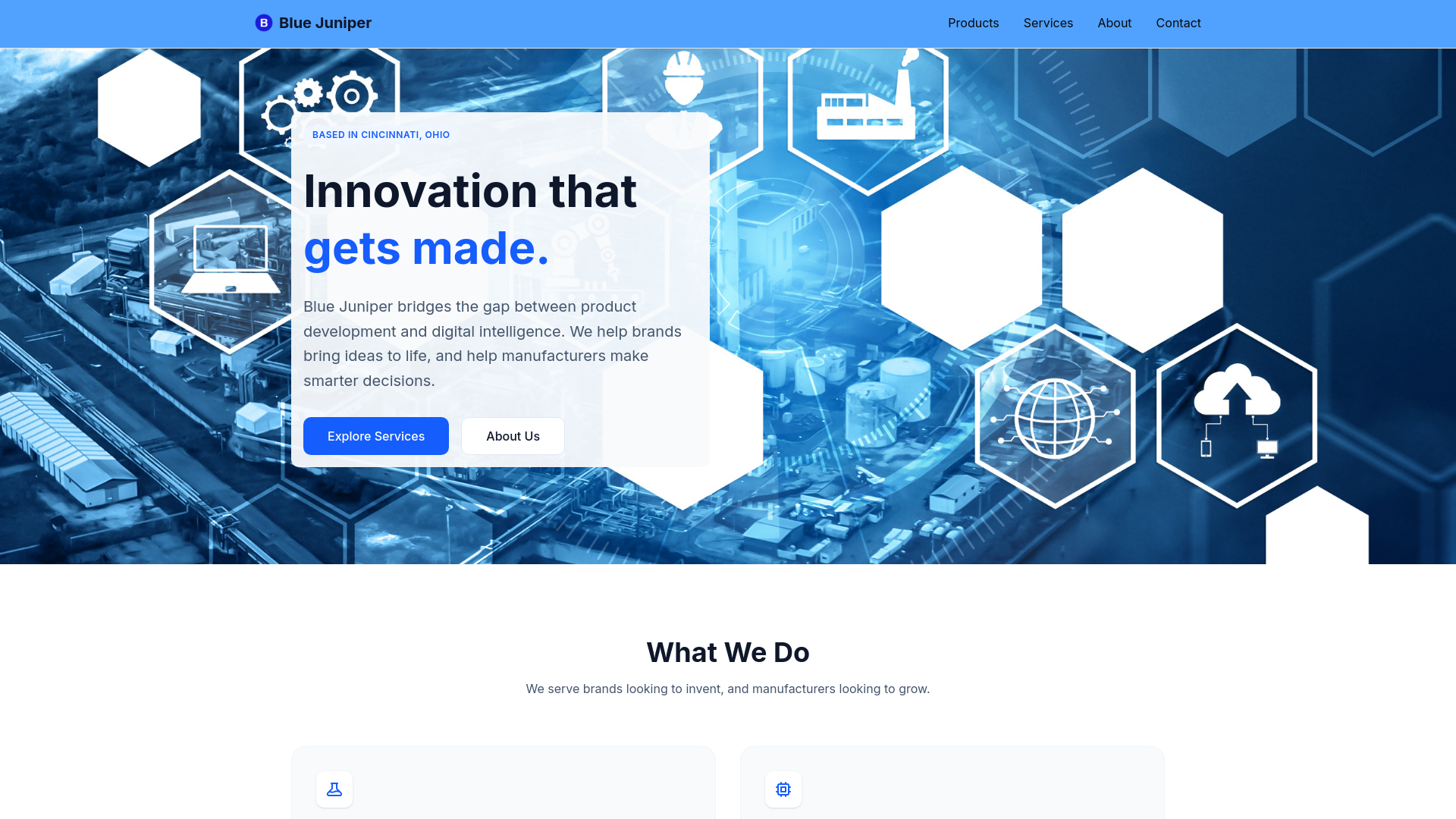 website screenshot of https://bluejuniperlanding.pages.dev/