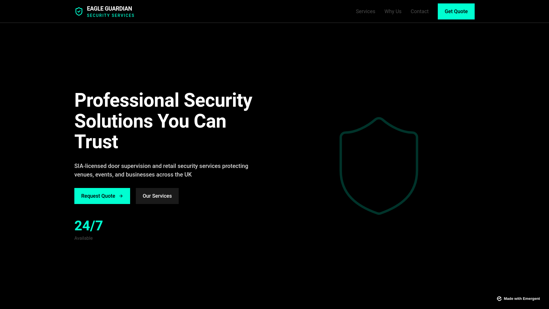 website screenshot of https://eagleguardiansecuritysolutions.com/