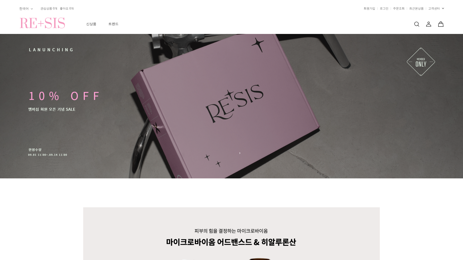 website screenshot of https://resis.co.kr
