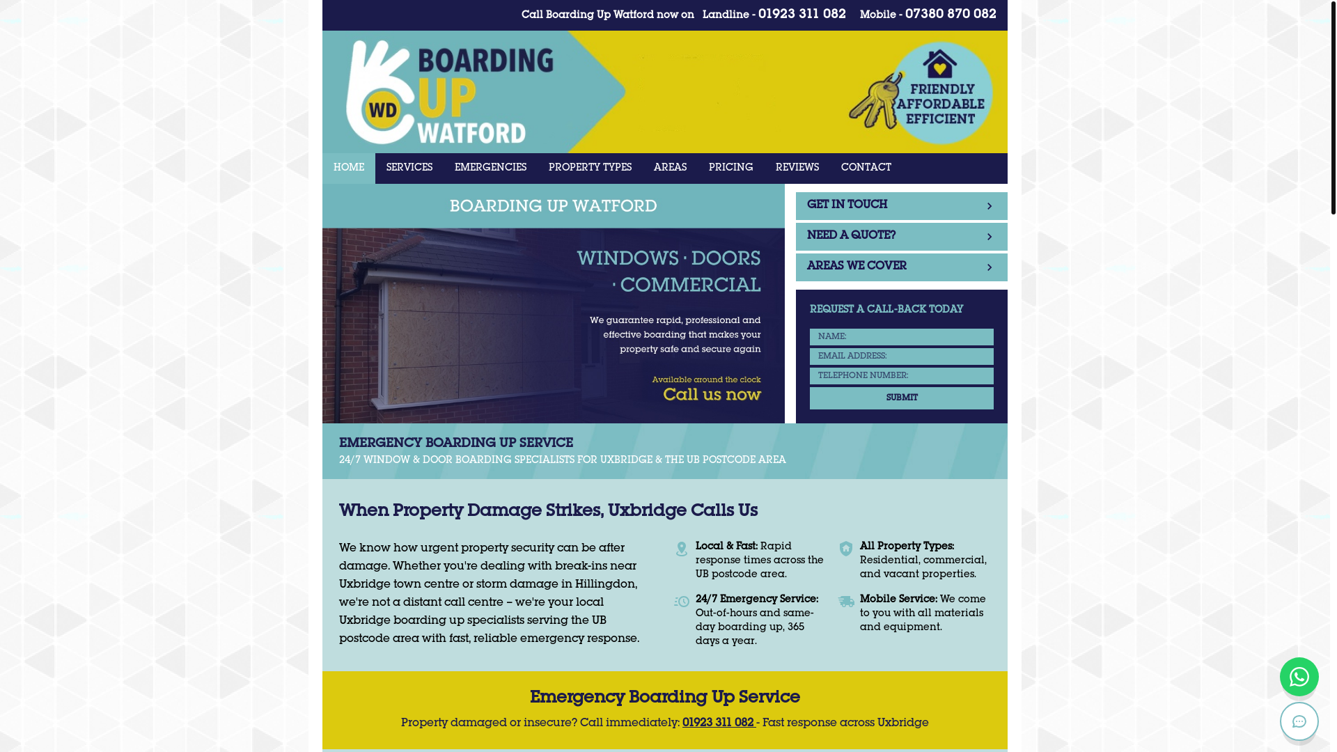 website screenshot of https://boarding-up-watford.pages.dev/