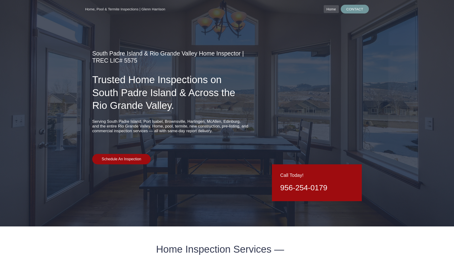 website screenshot of https://harrisonhomeinspections.com